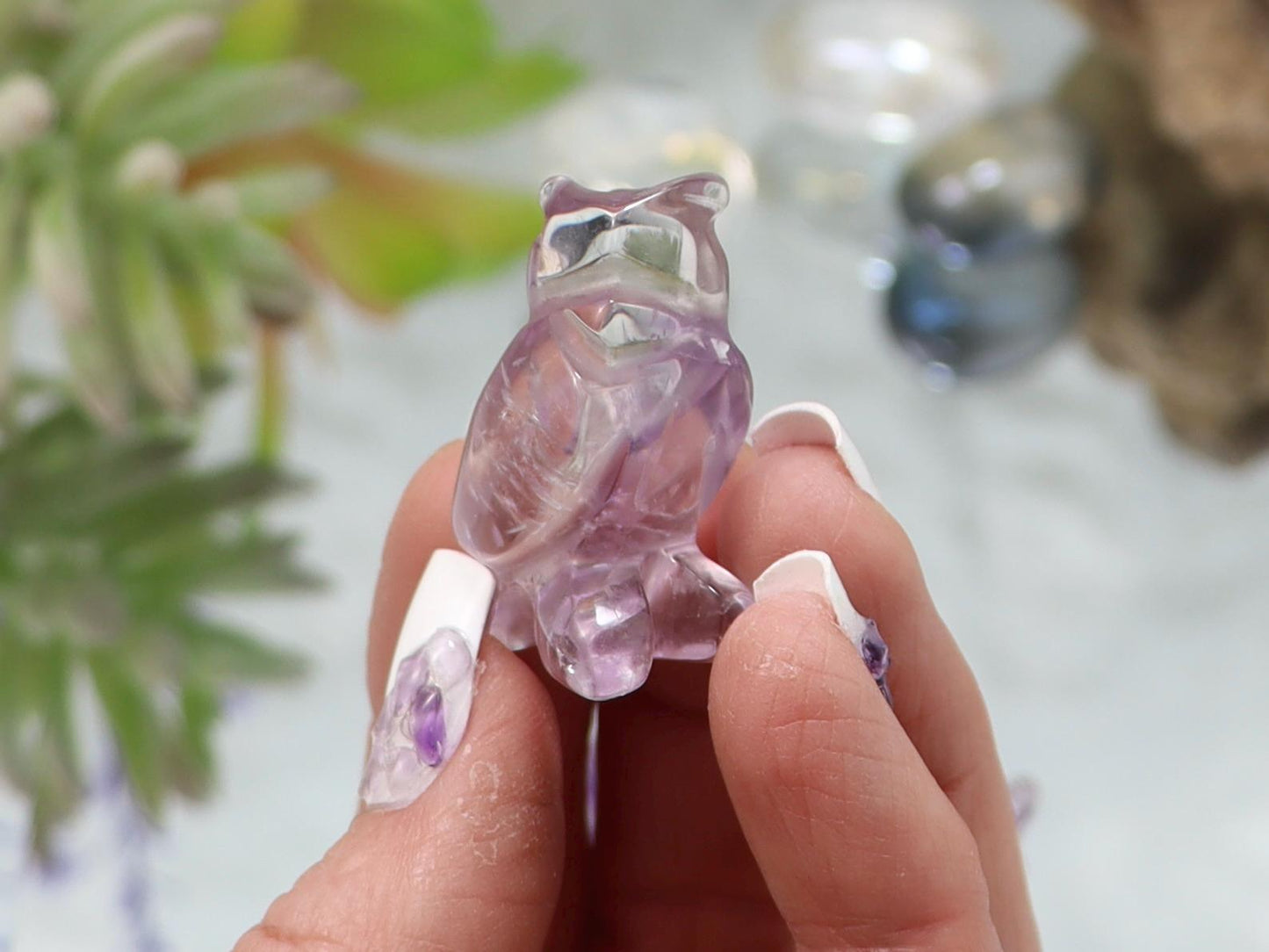 Phantom Amethyst Owl from Brazil - Healing Crystal