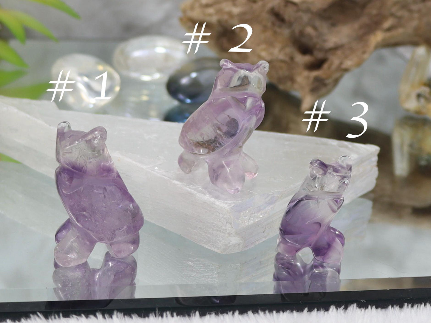Phantom Amethyst Owl from Brazil - Healing Crystal