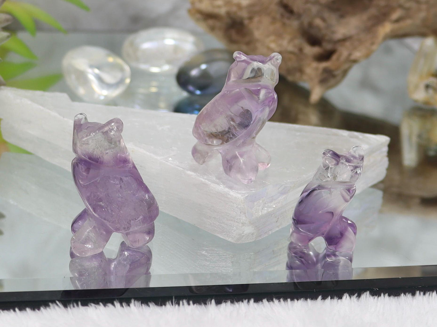 Phantom Amethyst Owl from Brazil - Healing Crystal