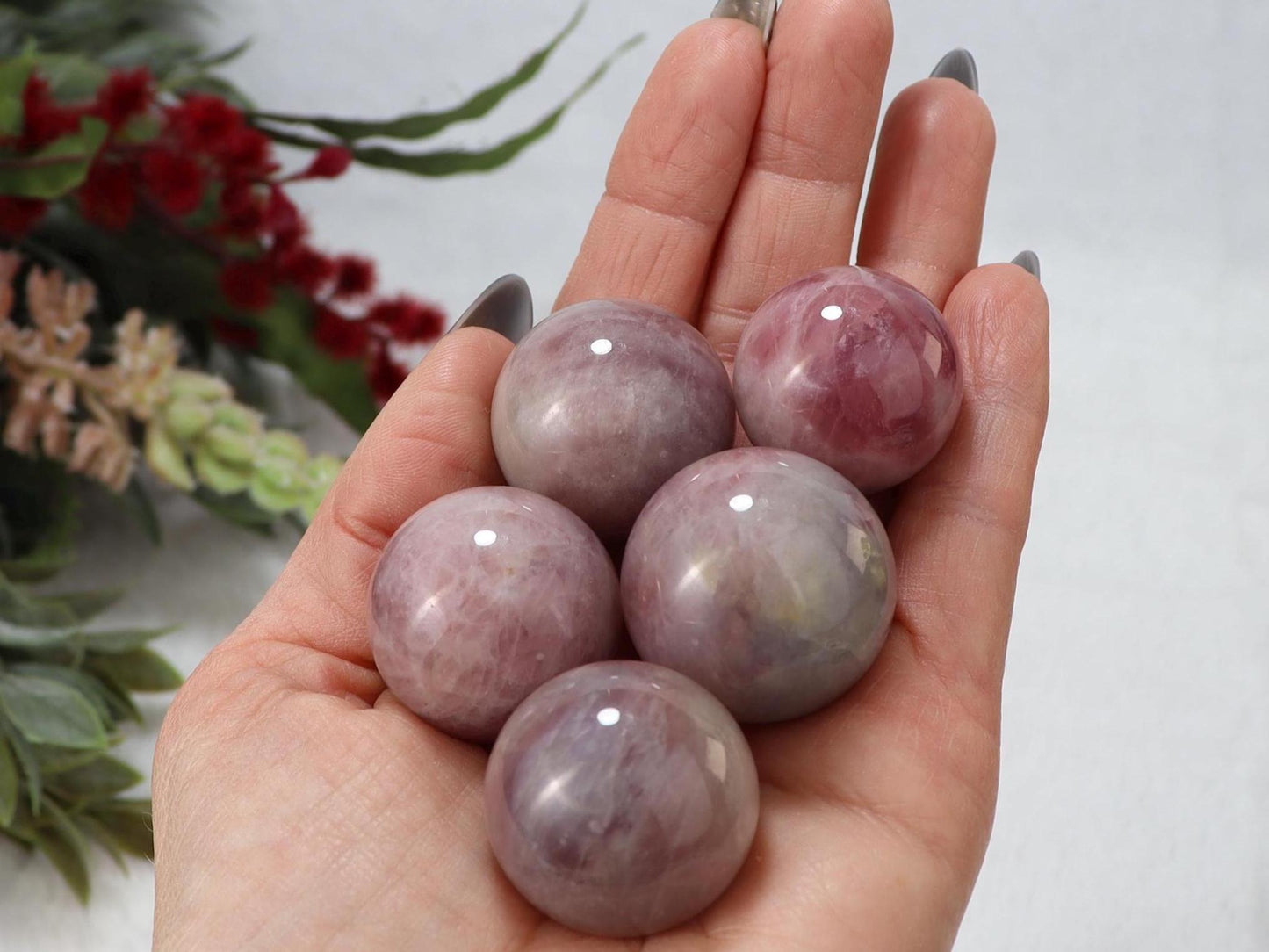 Lavender Rose Quartz Spheres - Purple Rose Quartz