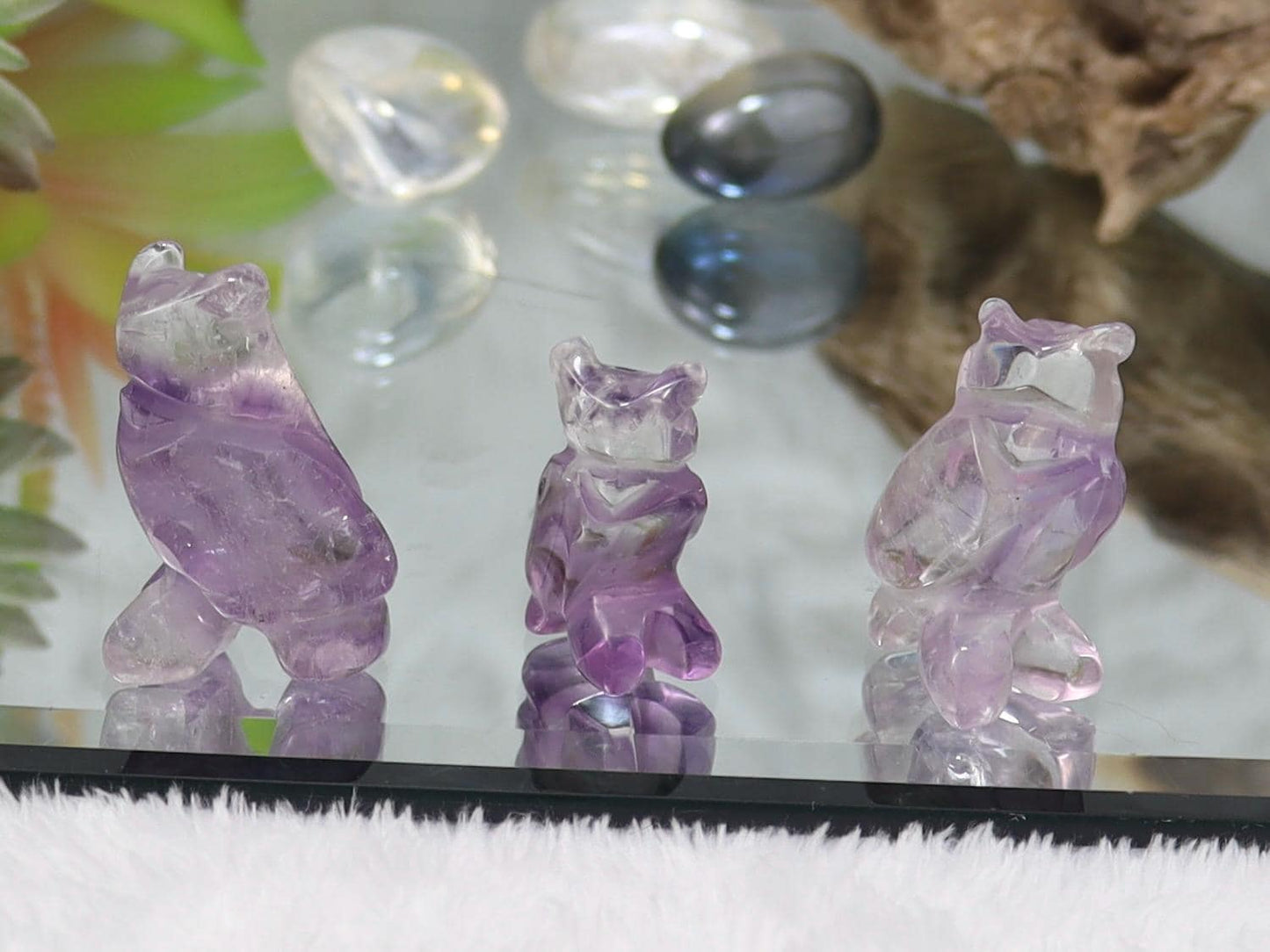 Phantom Amethyst Owl from Brazil - Healing Crystal