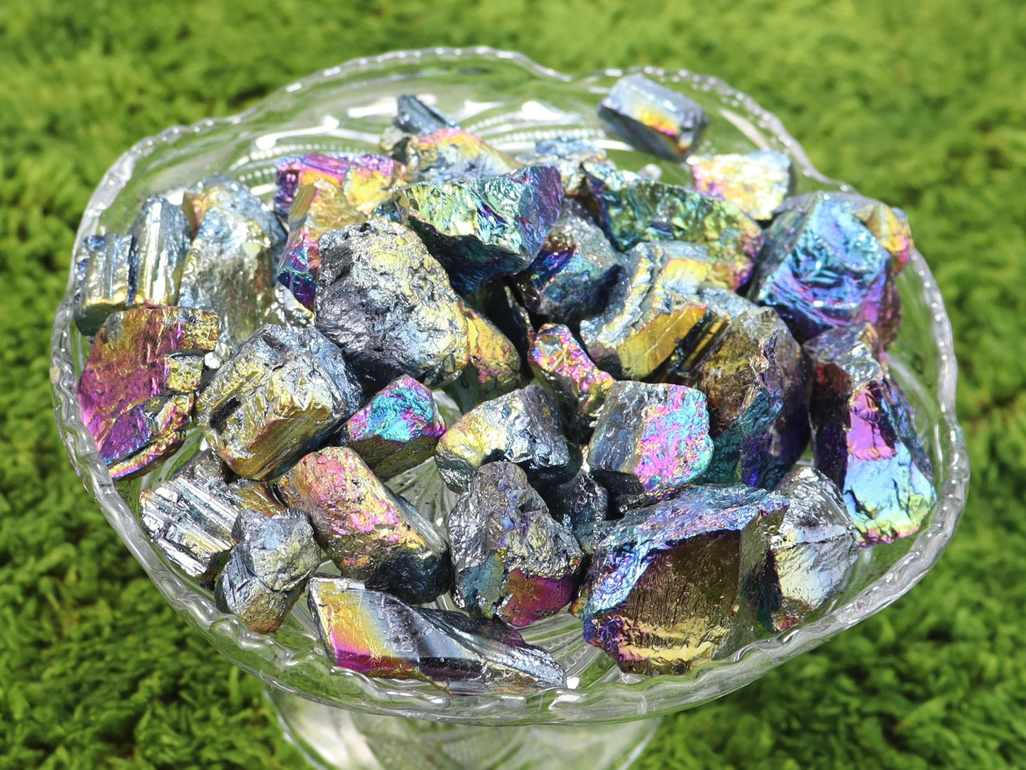 Rainbow Aura Titanium Raw Black Tourmaline