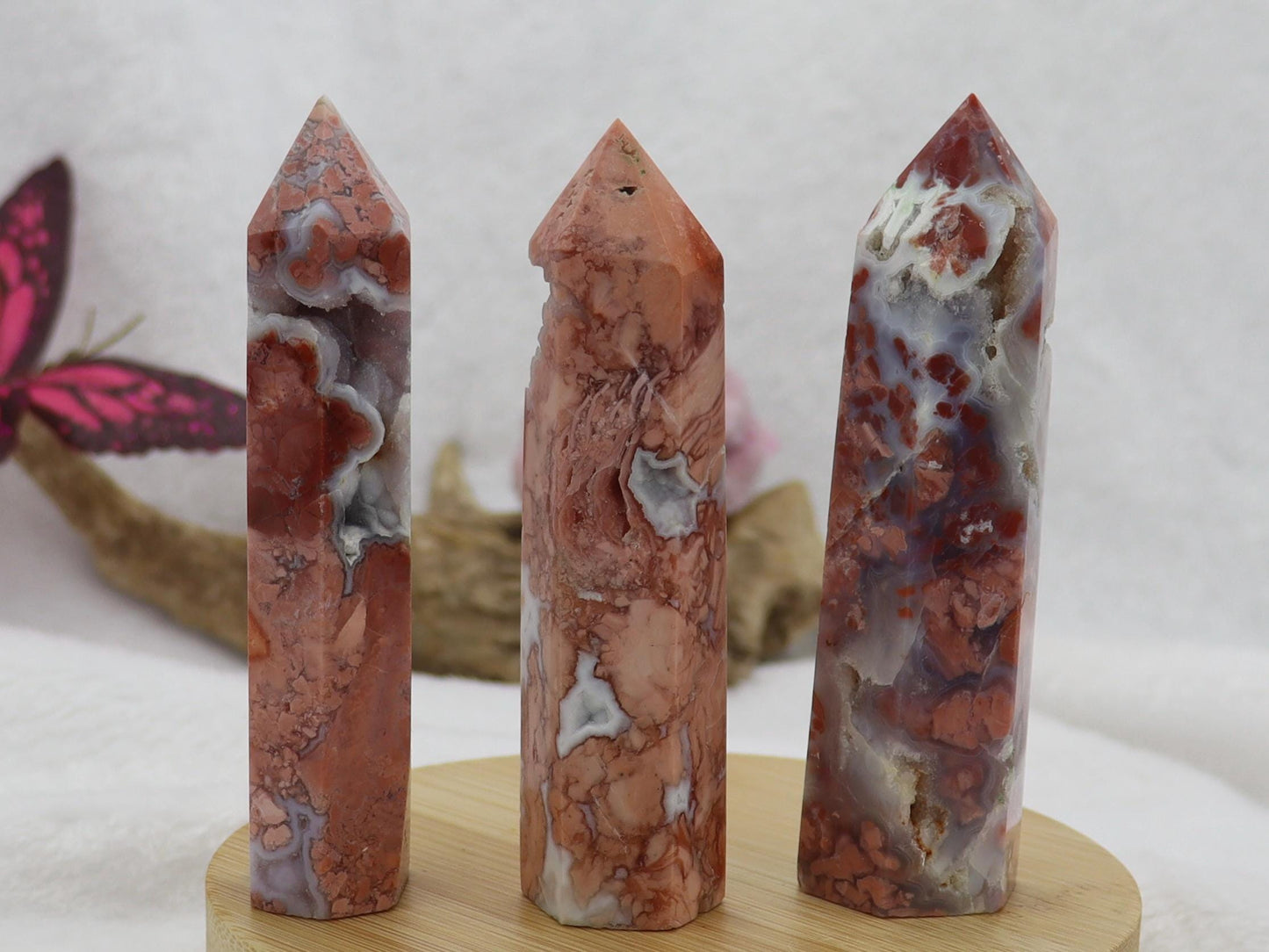 Pink Agate Crystal Tower, Cotton Candy Agate Point