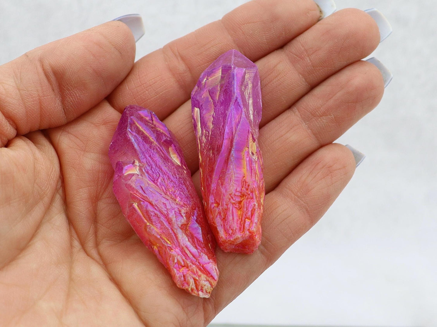 Aura Quartz Crystal: Purple, Orange, Yellow, and Green