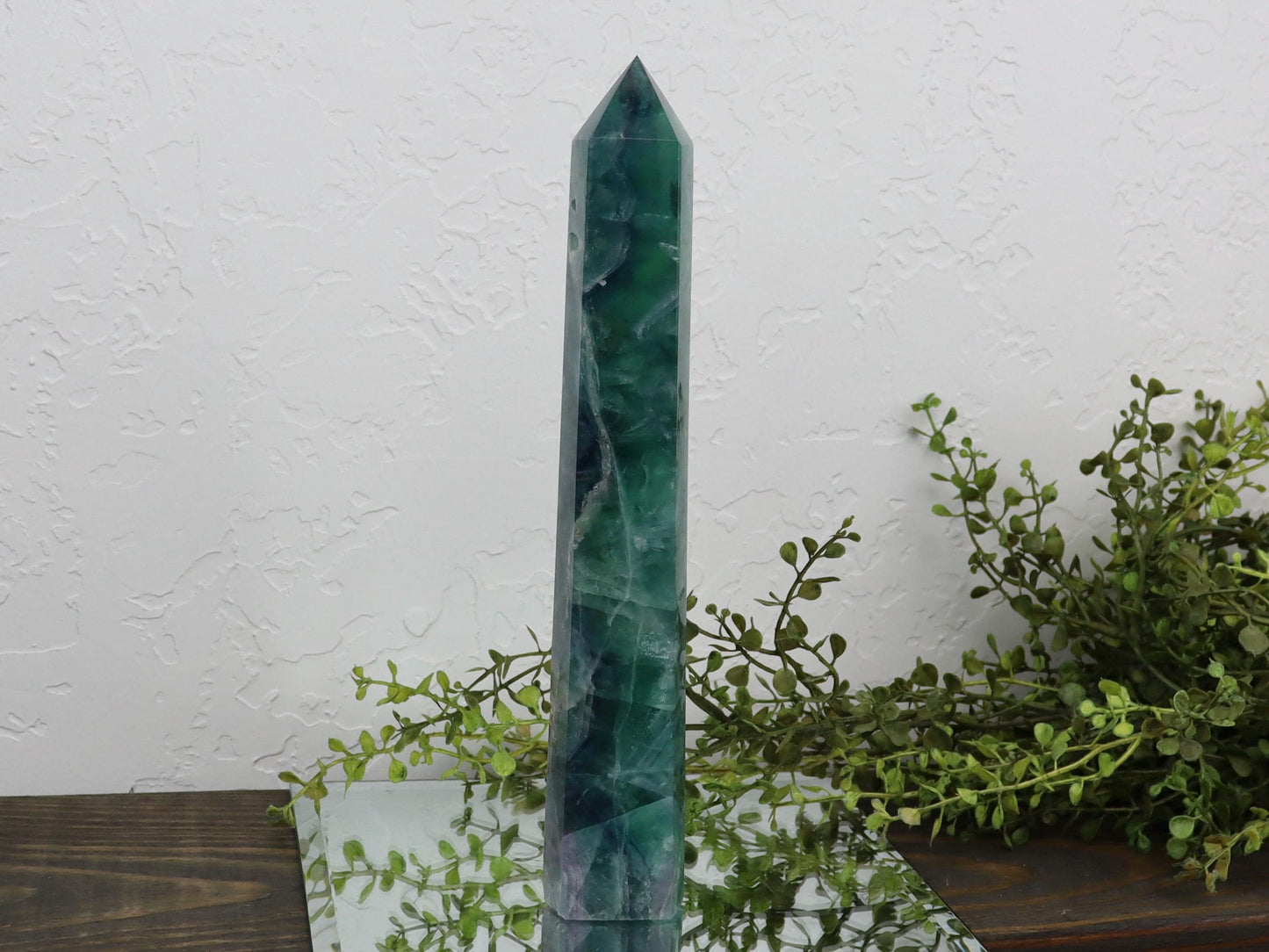 Large Green and Purple Fluorite Tower - Fluorite Crystal Point