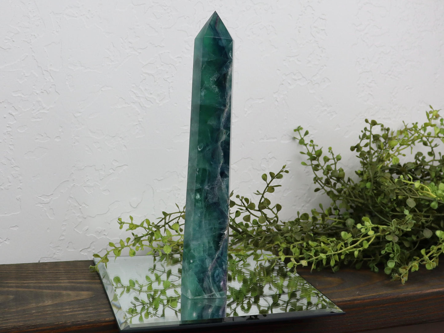 Large Green and Purple Fluorite Tower - Fluorite Crystal Point