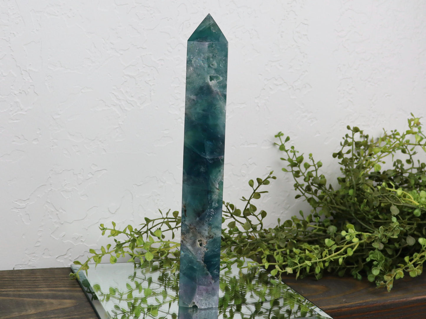 Large Green and Purple Fluorite Tower - Fluorite Crystal Point