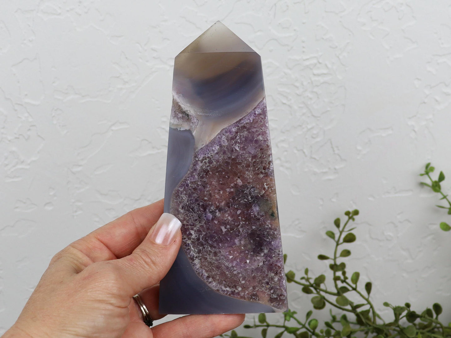 Druzy Amethyst Agate Obelisk - Crown Chakra