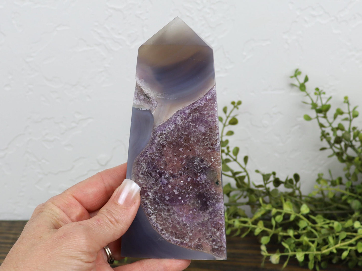 Druzy Amethyst Agate Obelisk - Crown Chakra