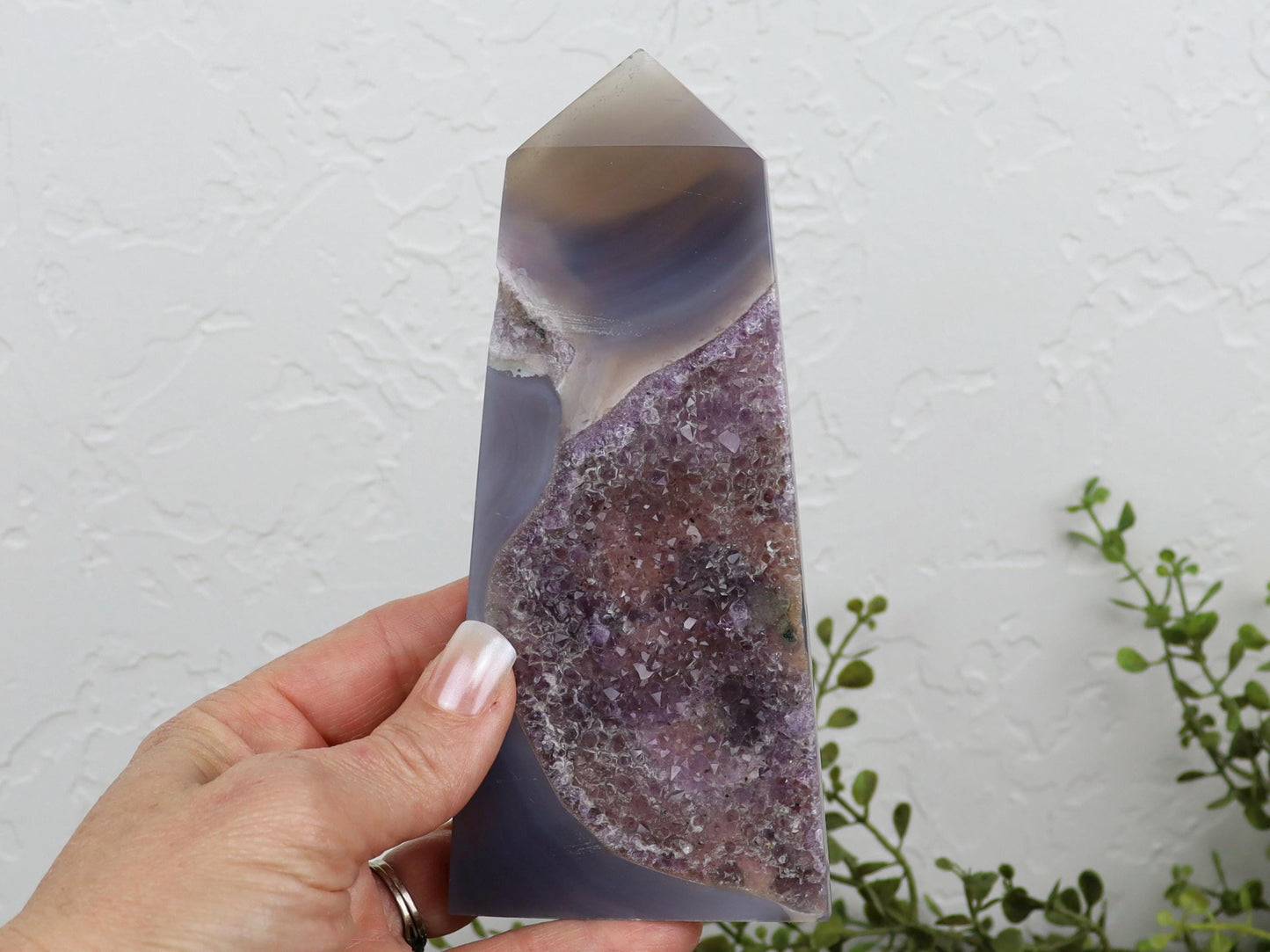 Druzy Amethyst Agate Obelisk - Crown Chakra