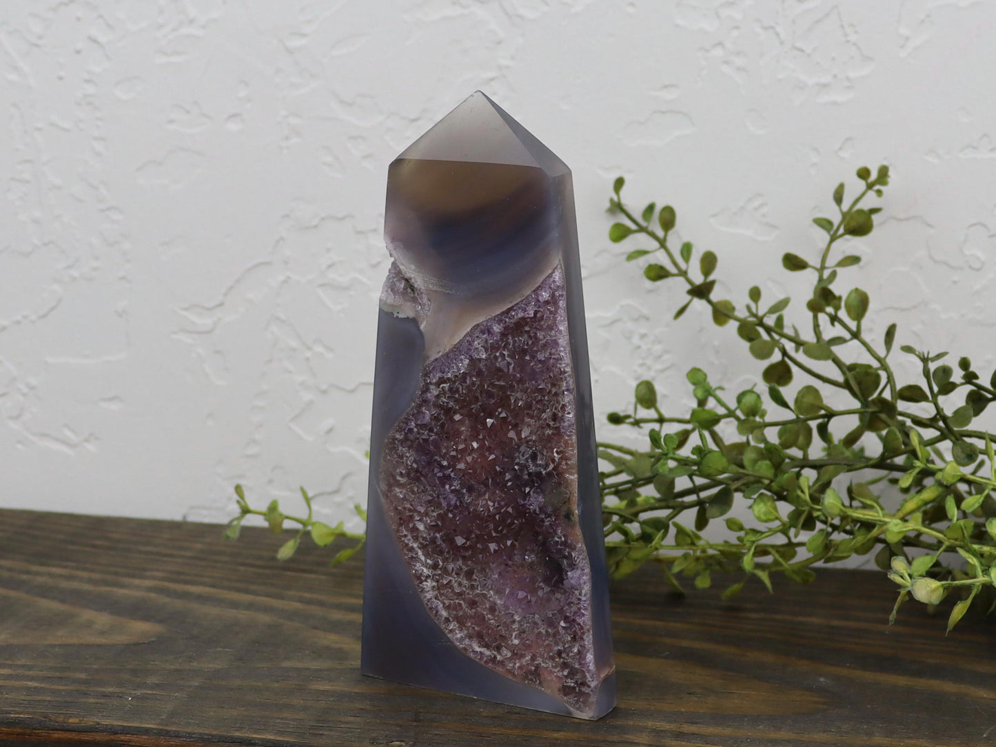 Druzy Amethyst Agate Obelisk - Crown Chakra