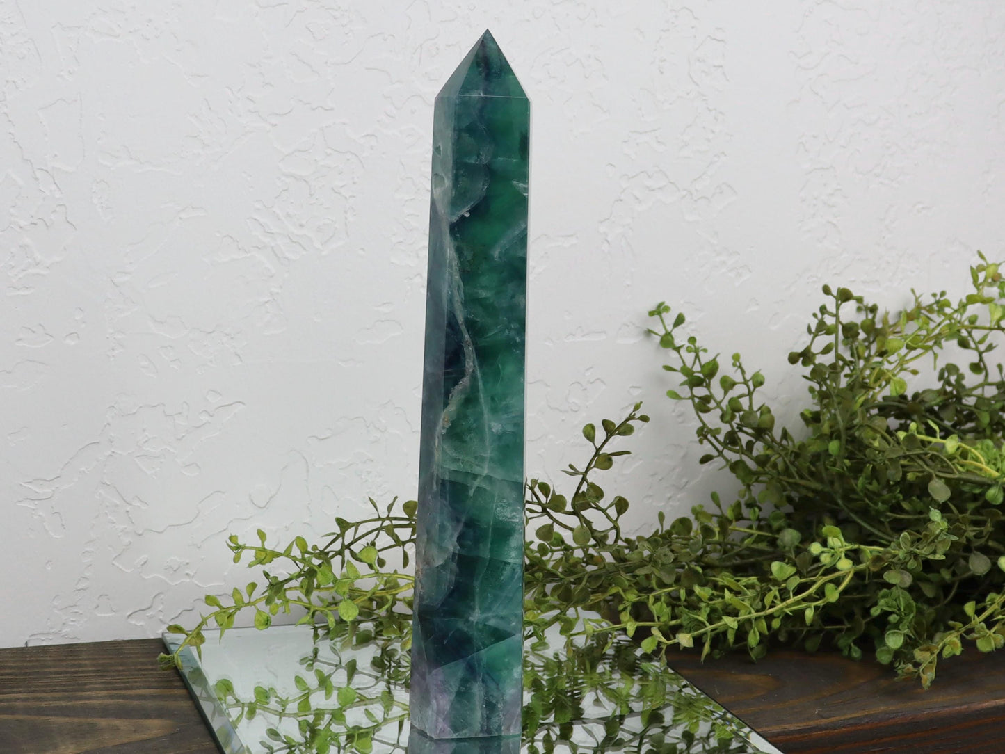 Large Green and Purple Fluorite Tower - Fluorite Crystal Point