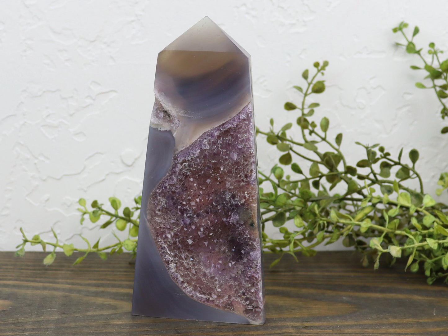 Druzy Amethyst Agate Obelisk - Crown Chakra