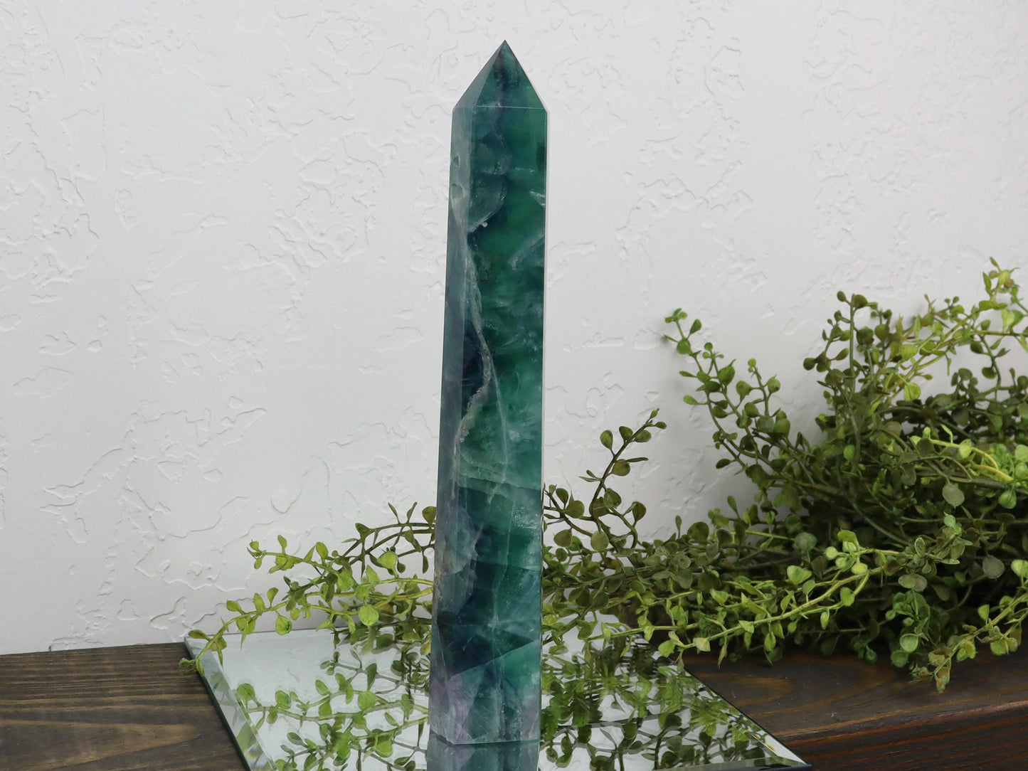 Large Green and Purple Fluorite Tower - Fluorite Crystal Point