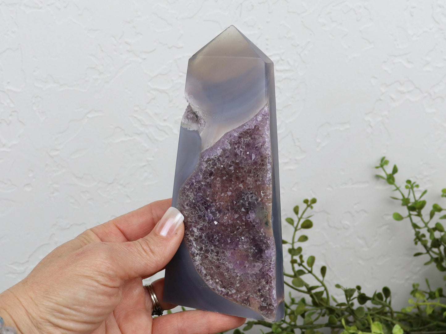 Druzy Amethyst Agate Obelisk - Crown Chakra