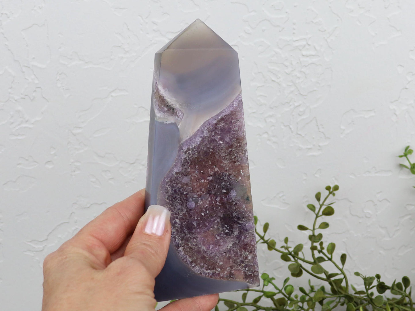 Druzy Amethyst Agate Obelisk - Crown Chakra