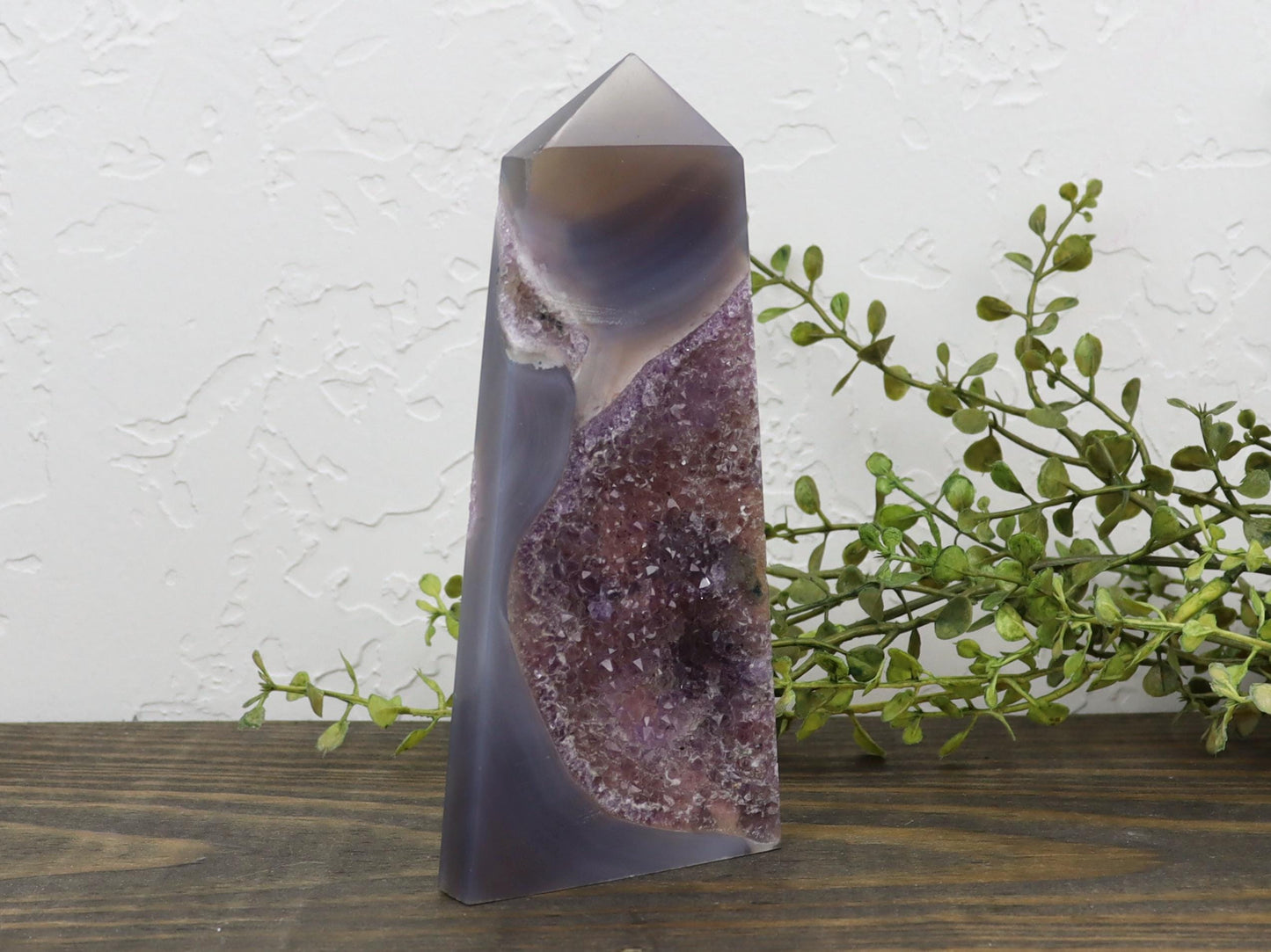 Druzy Amethyst Agate Obelisk - Crown Chakra