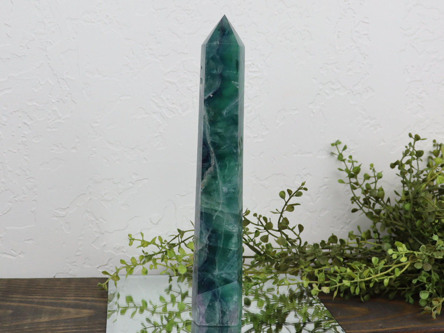 Large Green and Purple Fluorite Tower - Fluorite Crystal Point