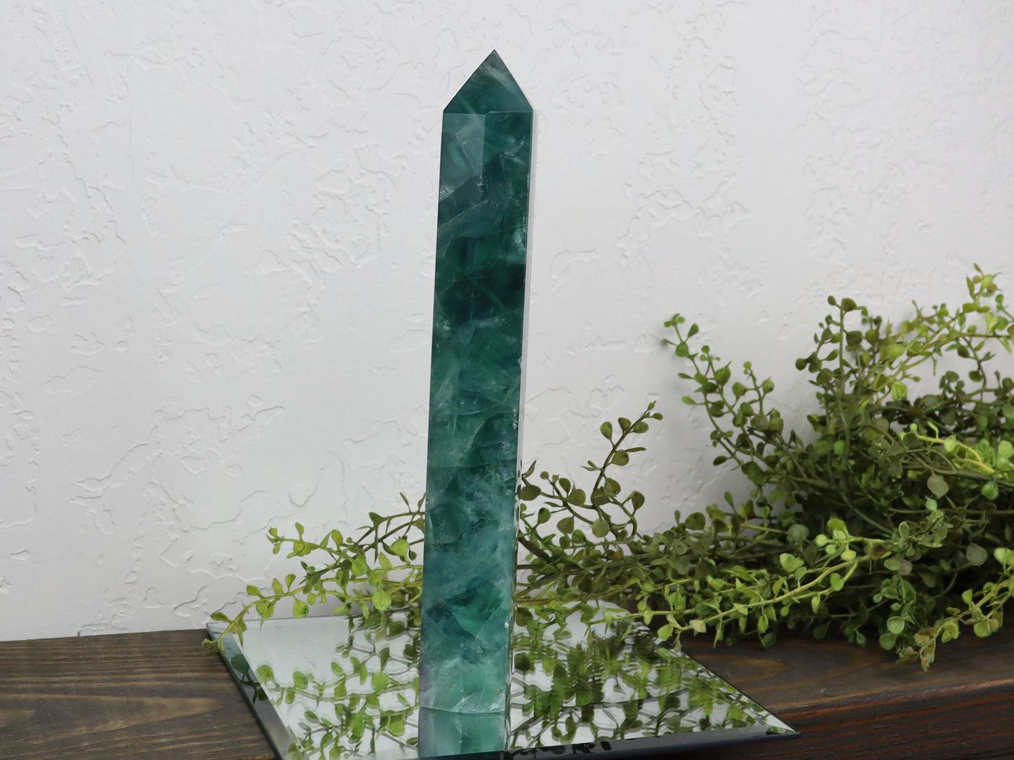 Large Green and Purple Fluorite Tower - Fluorite Crystal Point