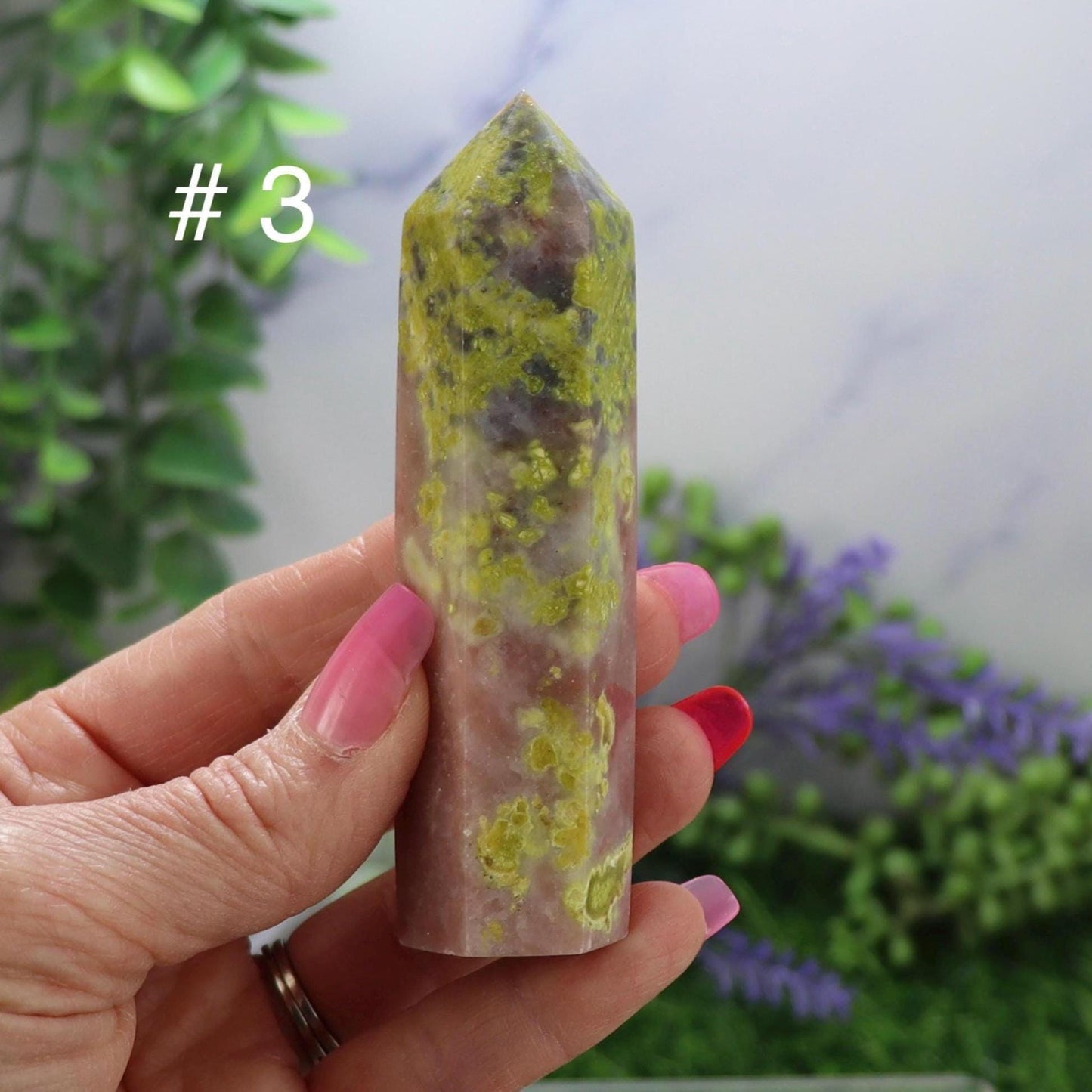 Natural Peach Blossom Tourmaline Stone Tower, Home Decor Energy Crystal Healing Gemstone