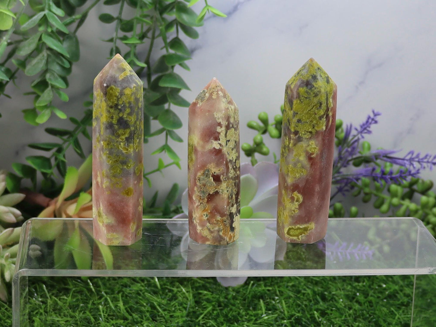 Natural Peach Blossom Tourmaline Stone Tower, Home Decor Energy Crystal Healing Gemstone