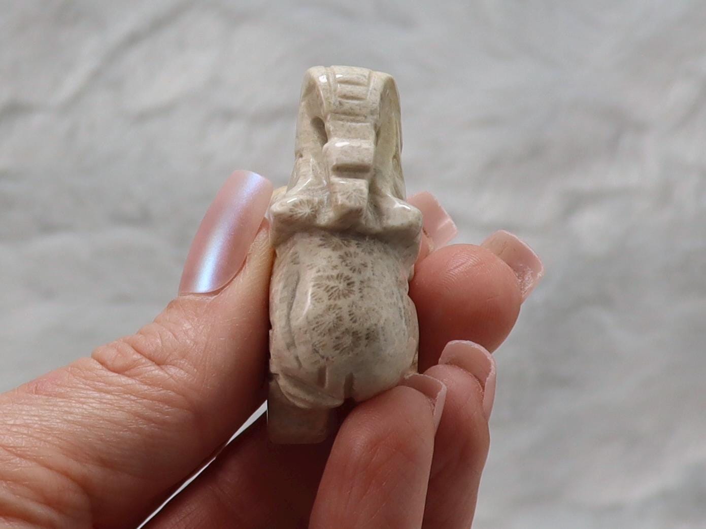 Coral Fossil Jade Crystal Elephant Carving