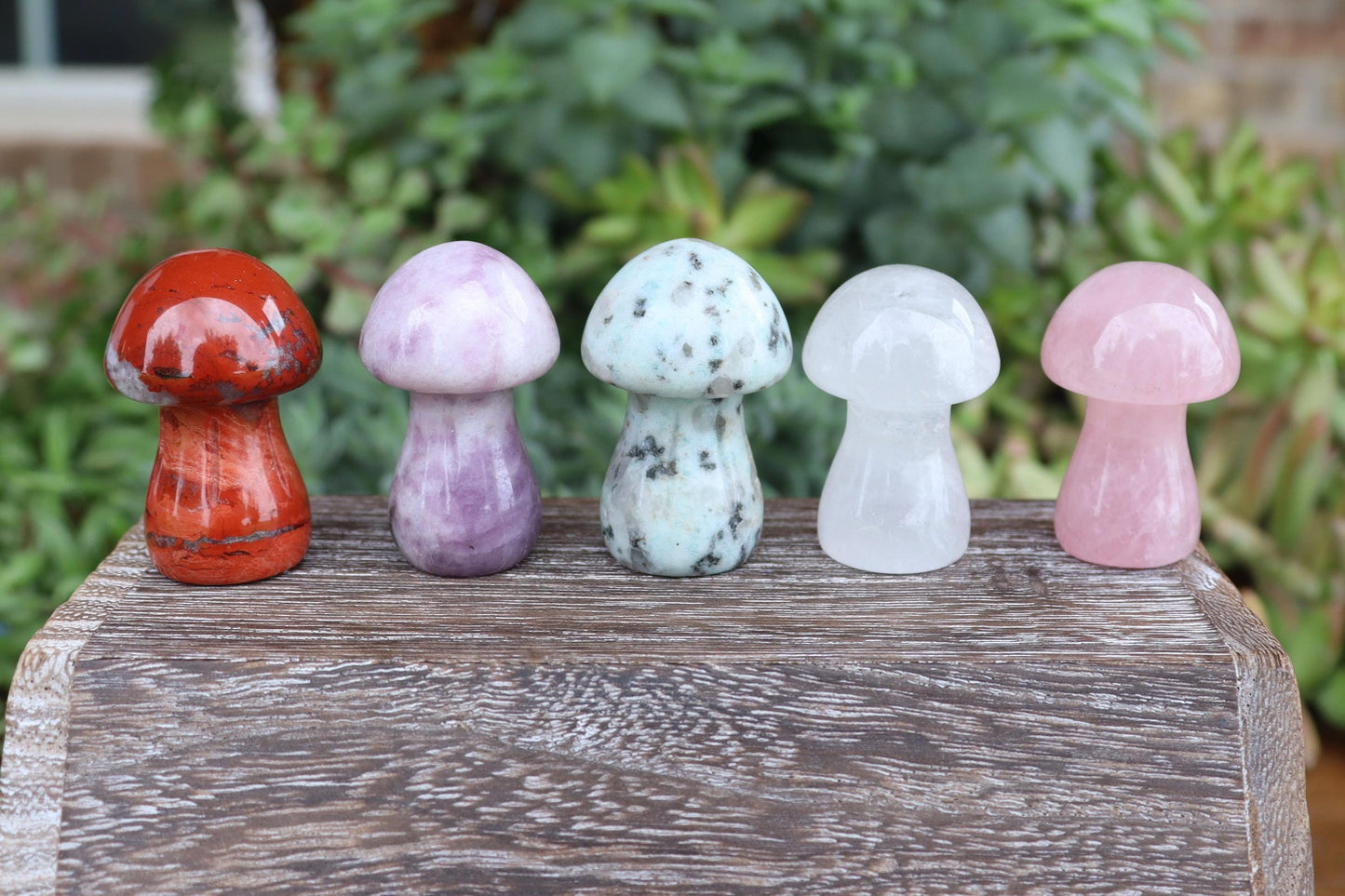 Crystal Mushroom Carvings - Mushroom Decor - Natural Stone Decor