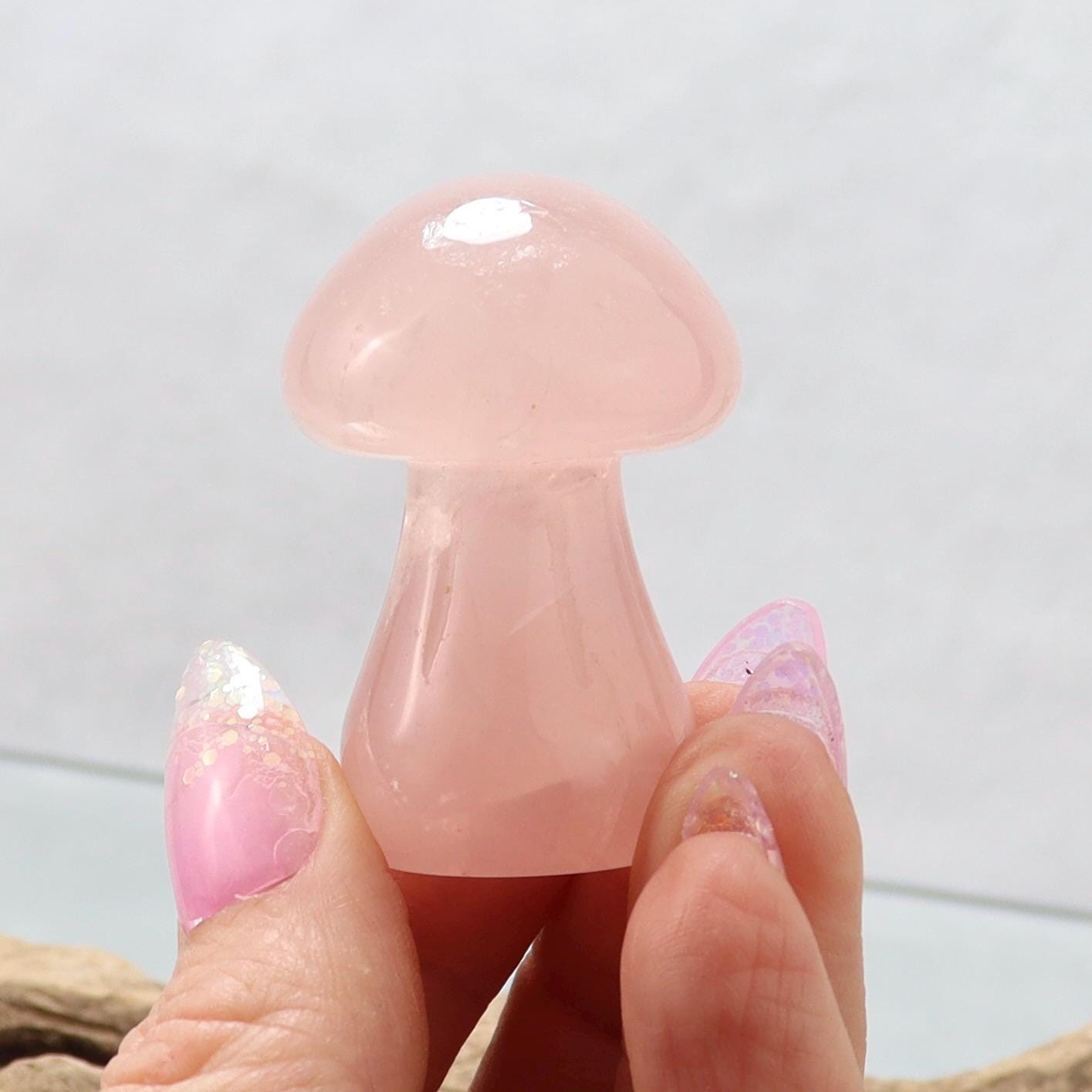 Rose Quartz Mushroom Crystal Carving – Symbol of Love, Healing & Harmony