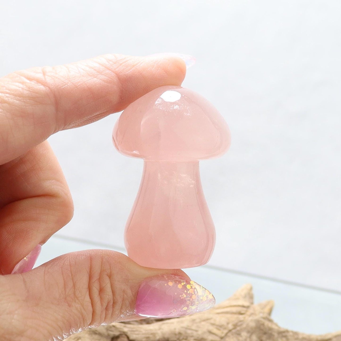 Rose Quartz Mushroom Crystal Carving – Symbol of Love, Healing & Harmony