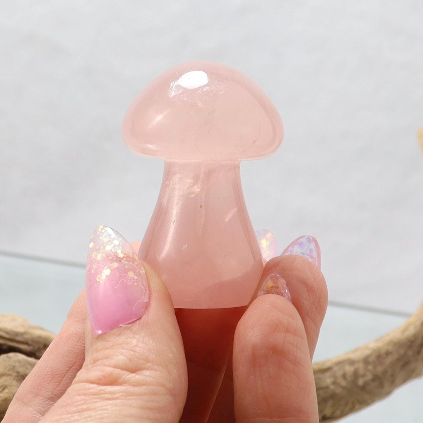 Rose Quartz Mushroom Crystal Carving – Symbol of Love, Healing & Harmony