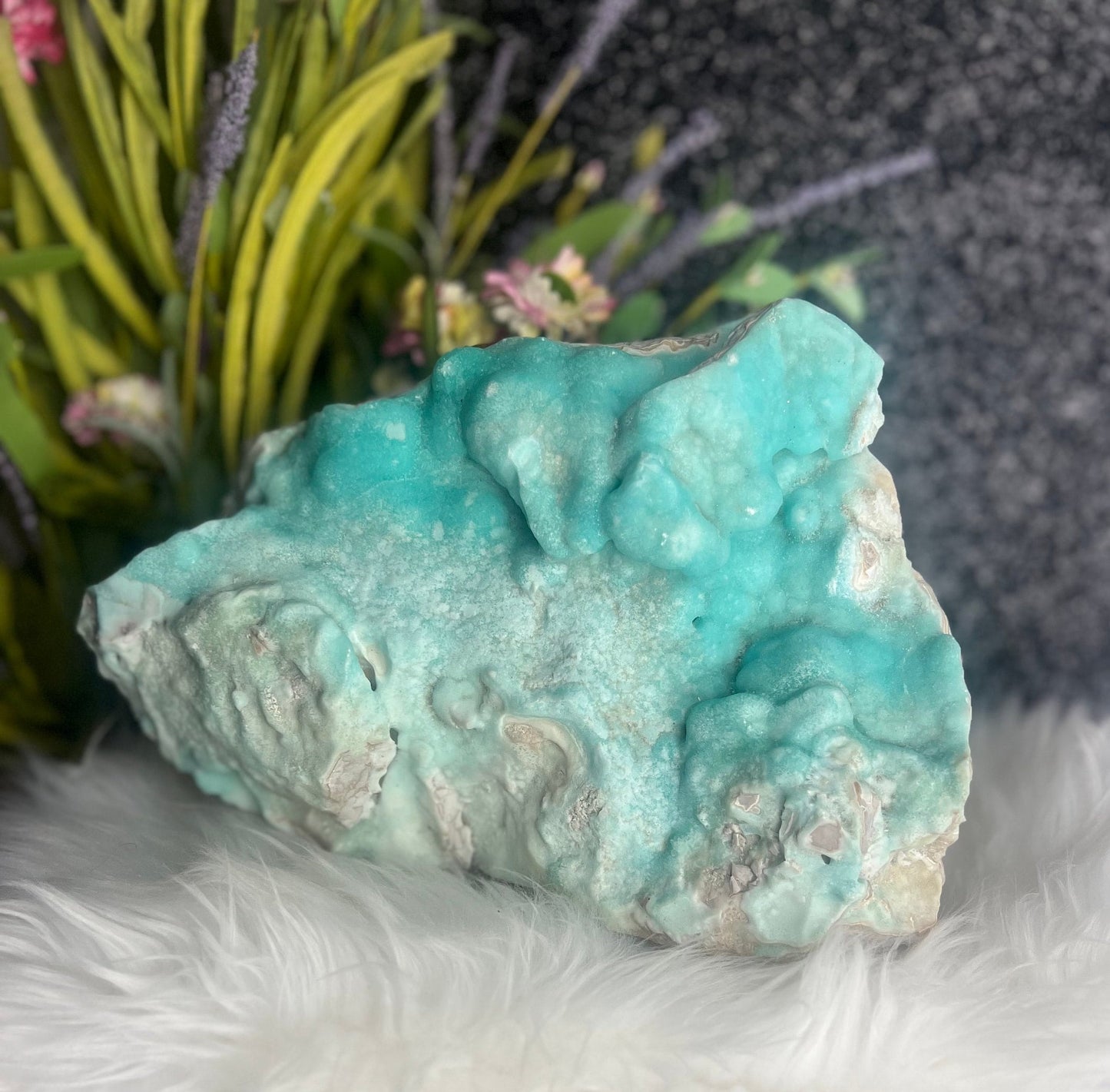 Large Blue Aragonite Specimen, Natural Blue Aragonite