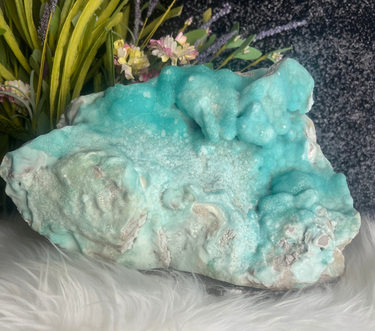 Large Blue Aragonite Specimen, Natural Blue Aragonite