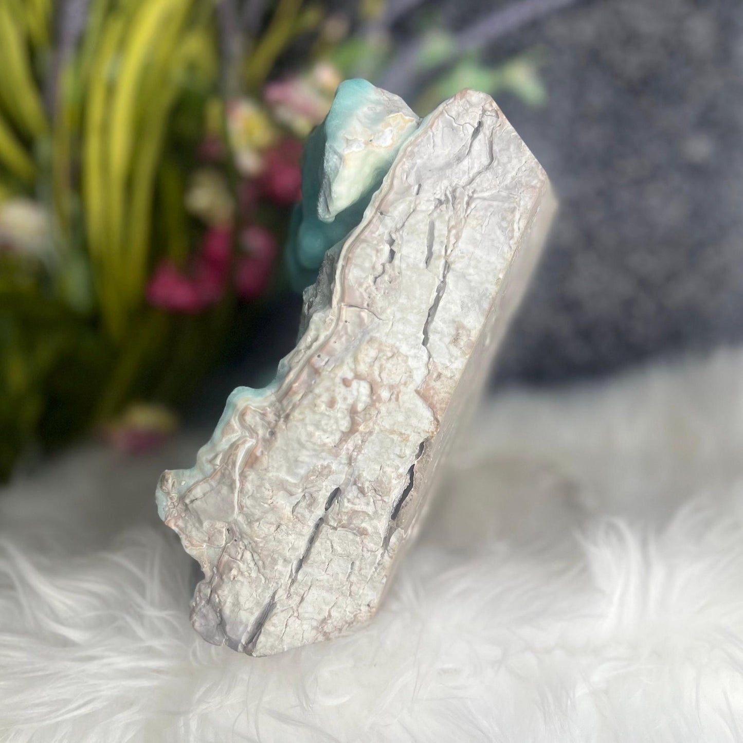 Large Blue Aragonite Specimen, Natural Blue Aragonite