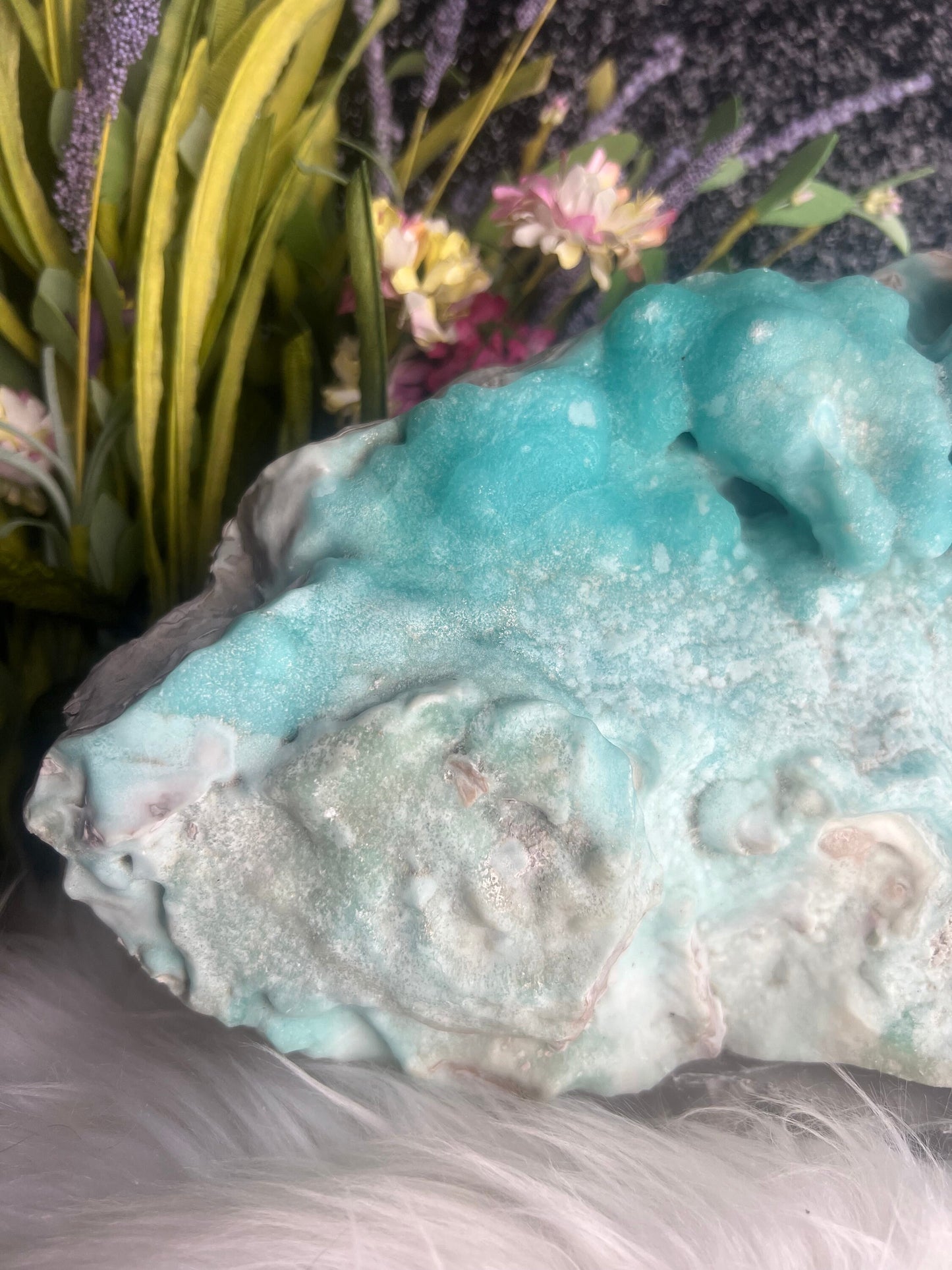 Large Blue Aragonite Specimen, Natural Blue Aragonite
