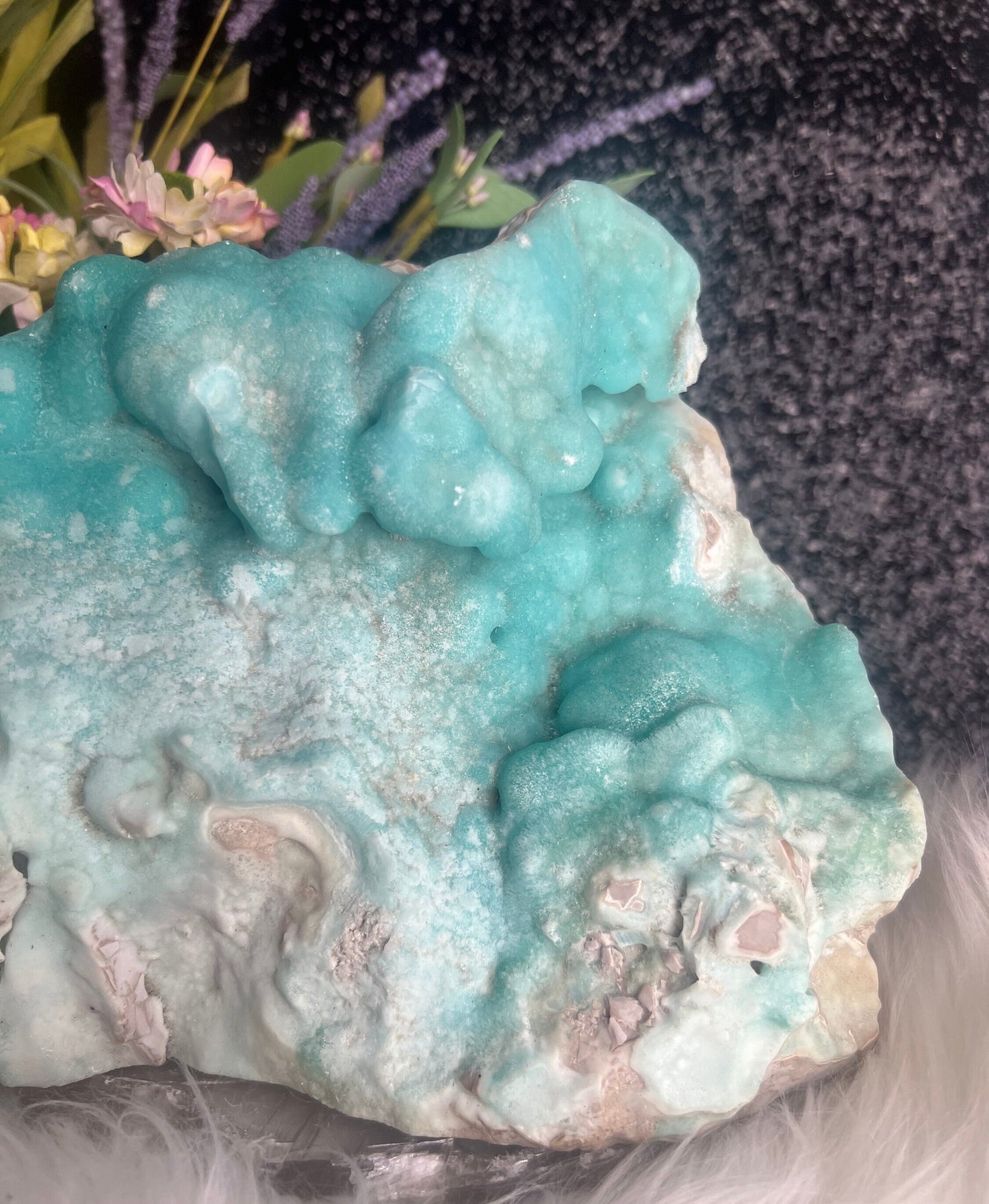 Large Blue Aragonite Specimen, Natural Blue Aragonite