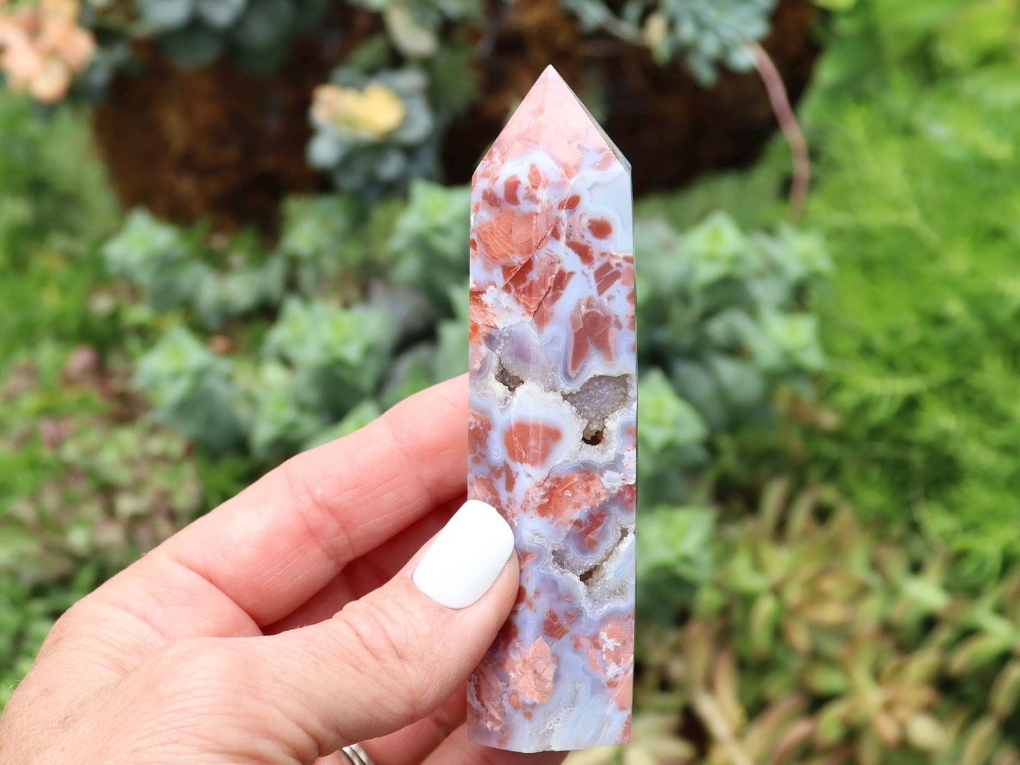 Pink Agate Crystal Tower, Cotton Candy Agate Tower