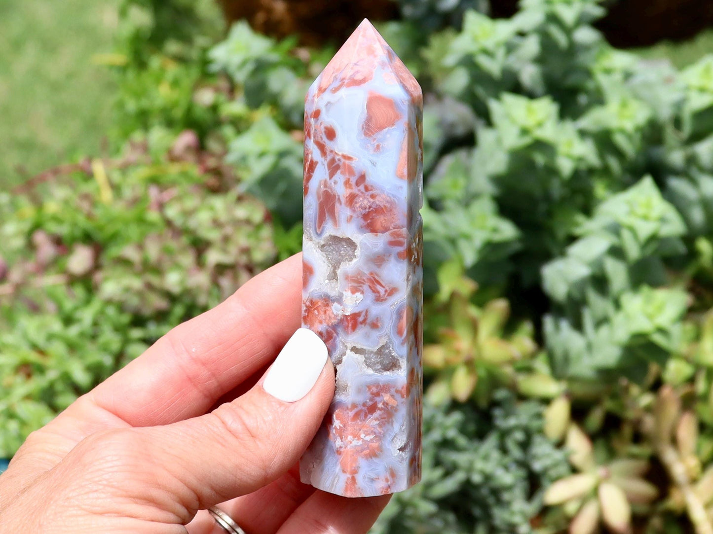 Pink Agate Crystal Tower, Cotton Candy Agate Tower