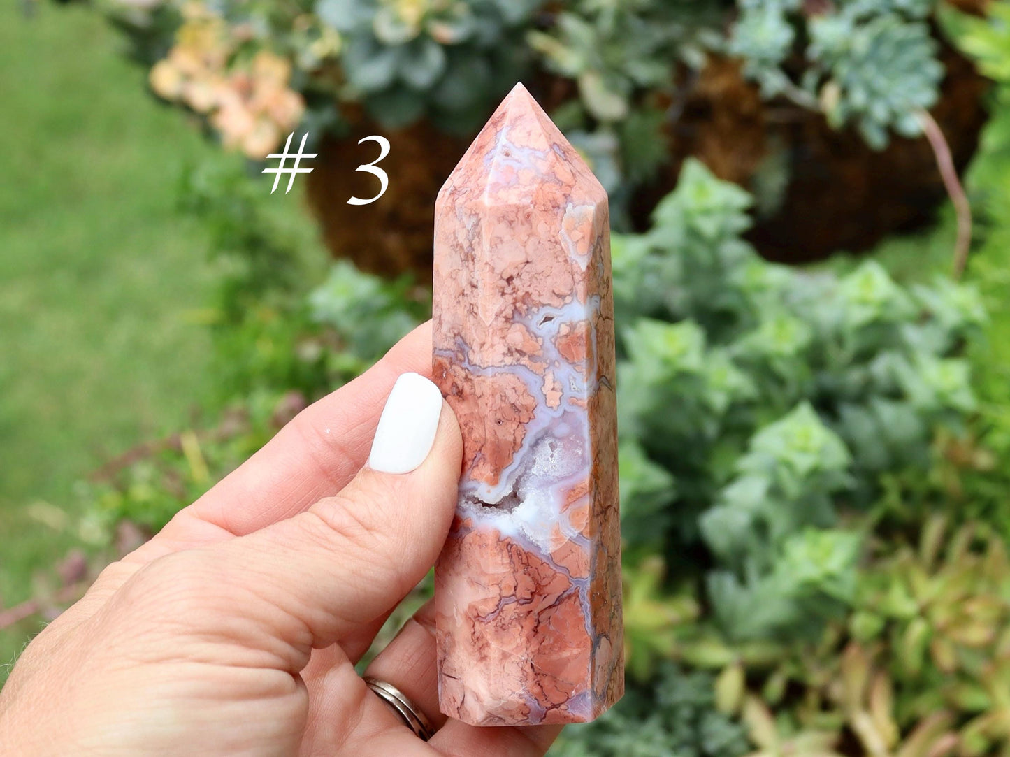 Pink Agate Crystal Tower, Cotton Candy Agate Tower