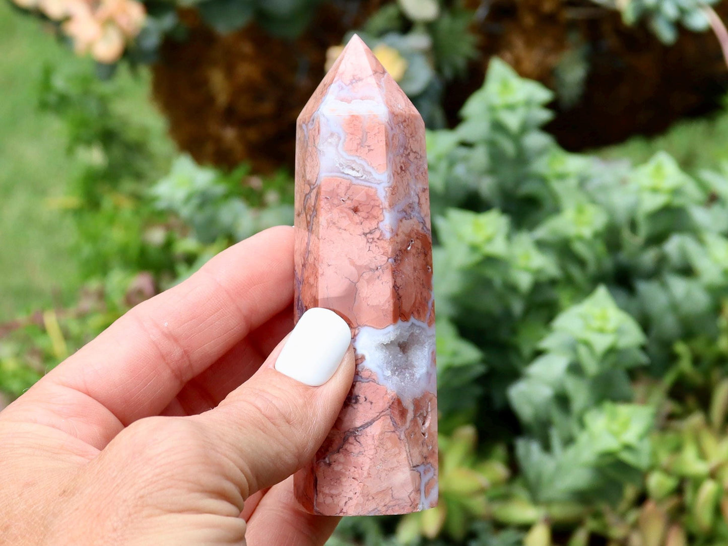 Pink Agate Crystal Tower, Cotton Candy Agate Tower