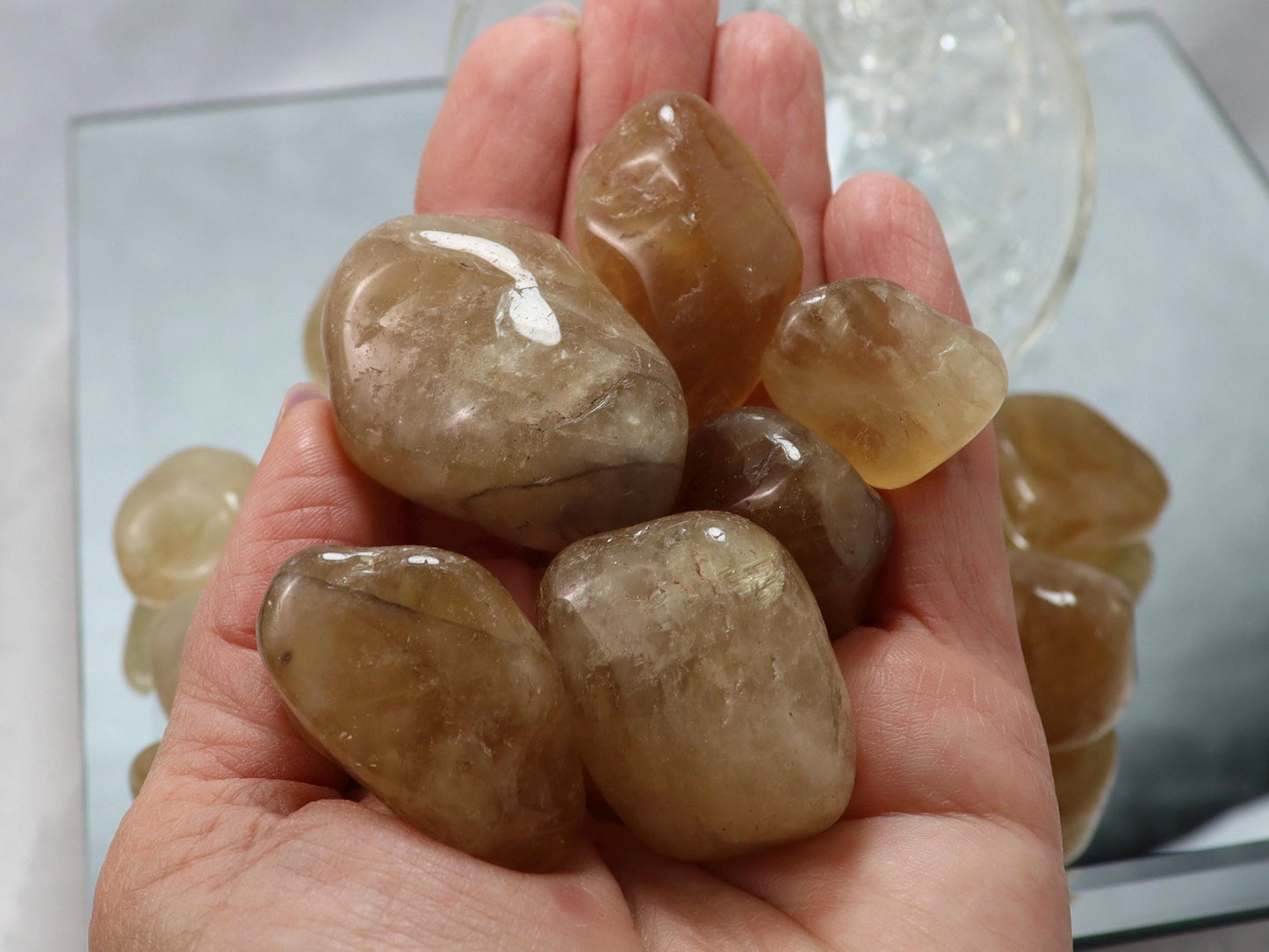 Natural Citrine Crystal Tumbles - Brazilian Citrine Tumbled Stones