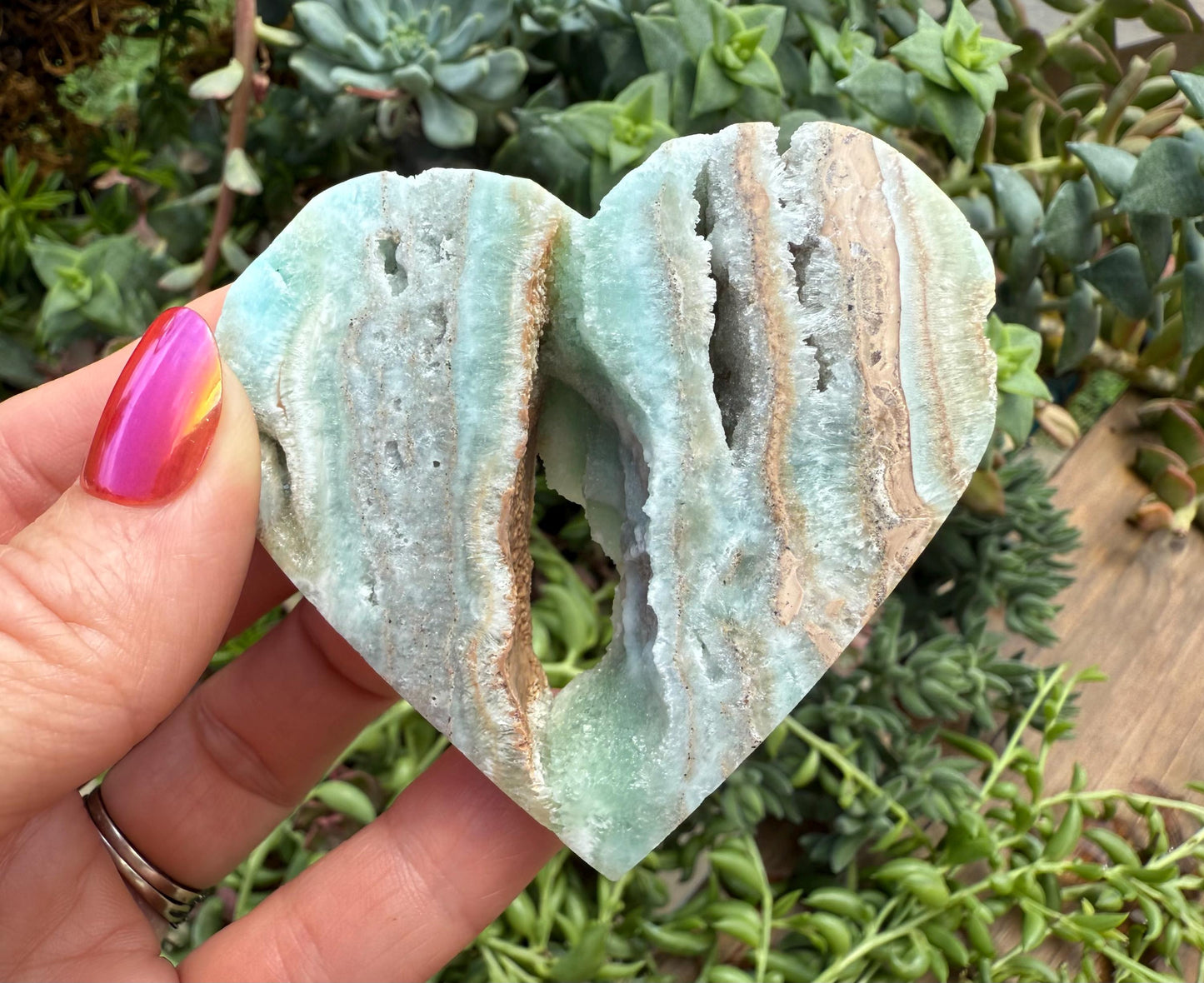 Hemimorphite Heart Carving