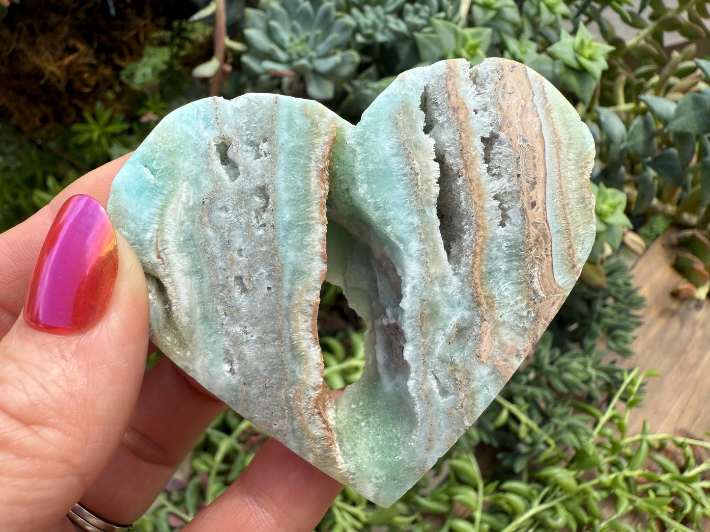 Hemimorphite Heart Carving