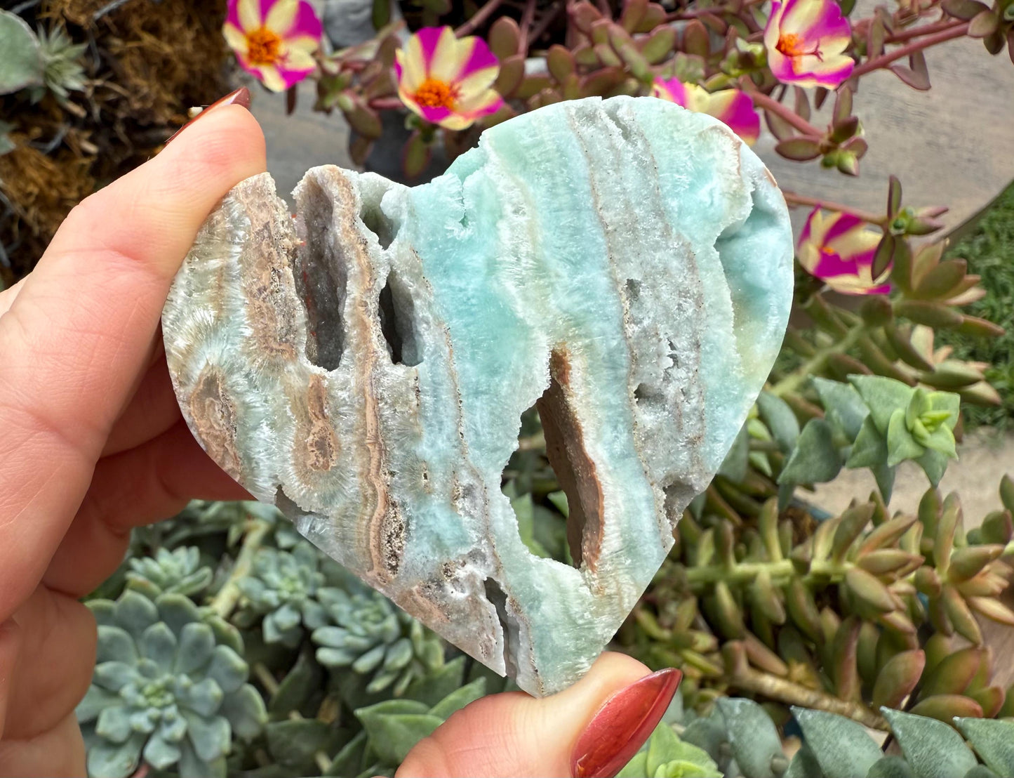 Hemimorphite Heart Carving