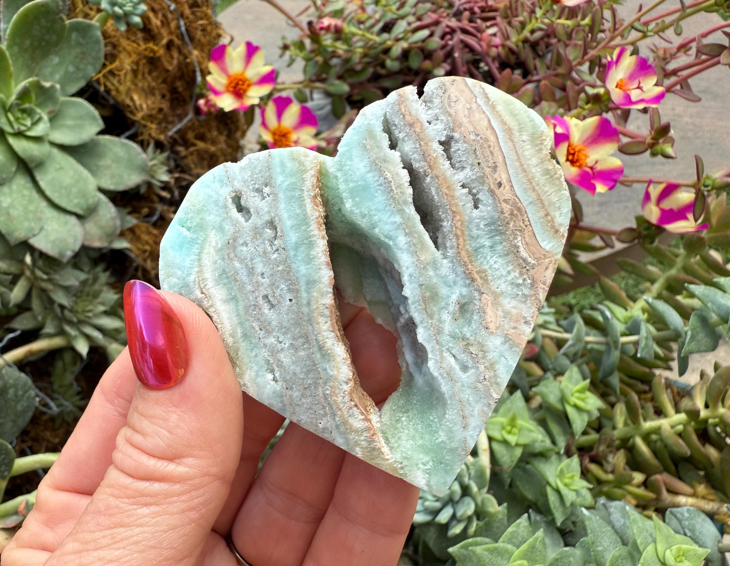 Hemimorphite Heart Carving