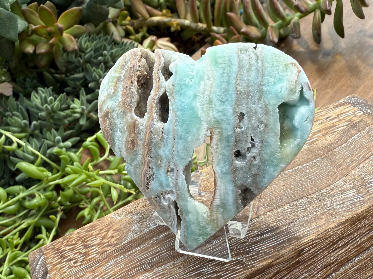 Hemimorphite Heart Carving