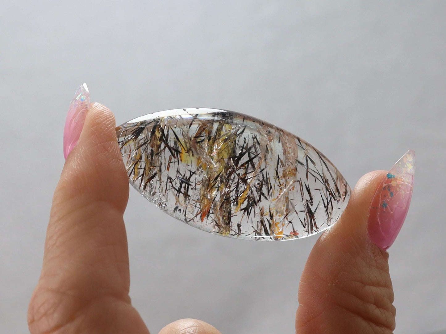 Hematite and Hematoid Included Quartz Cabochon - Origin Brazil - High Quality Quartz Cabochon