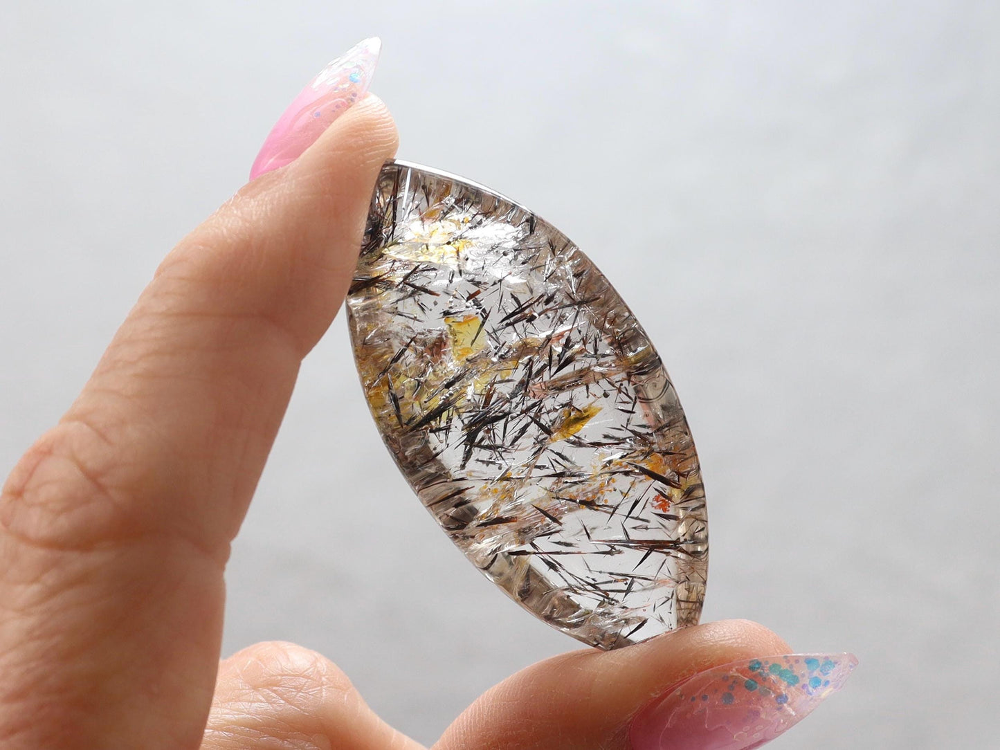 Hematite and Hematoid Included Quartz Cabochon - Origin Brazil - High Quality Quartz Cabochon