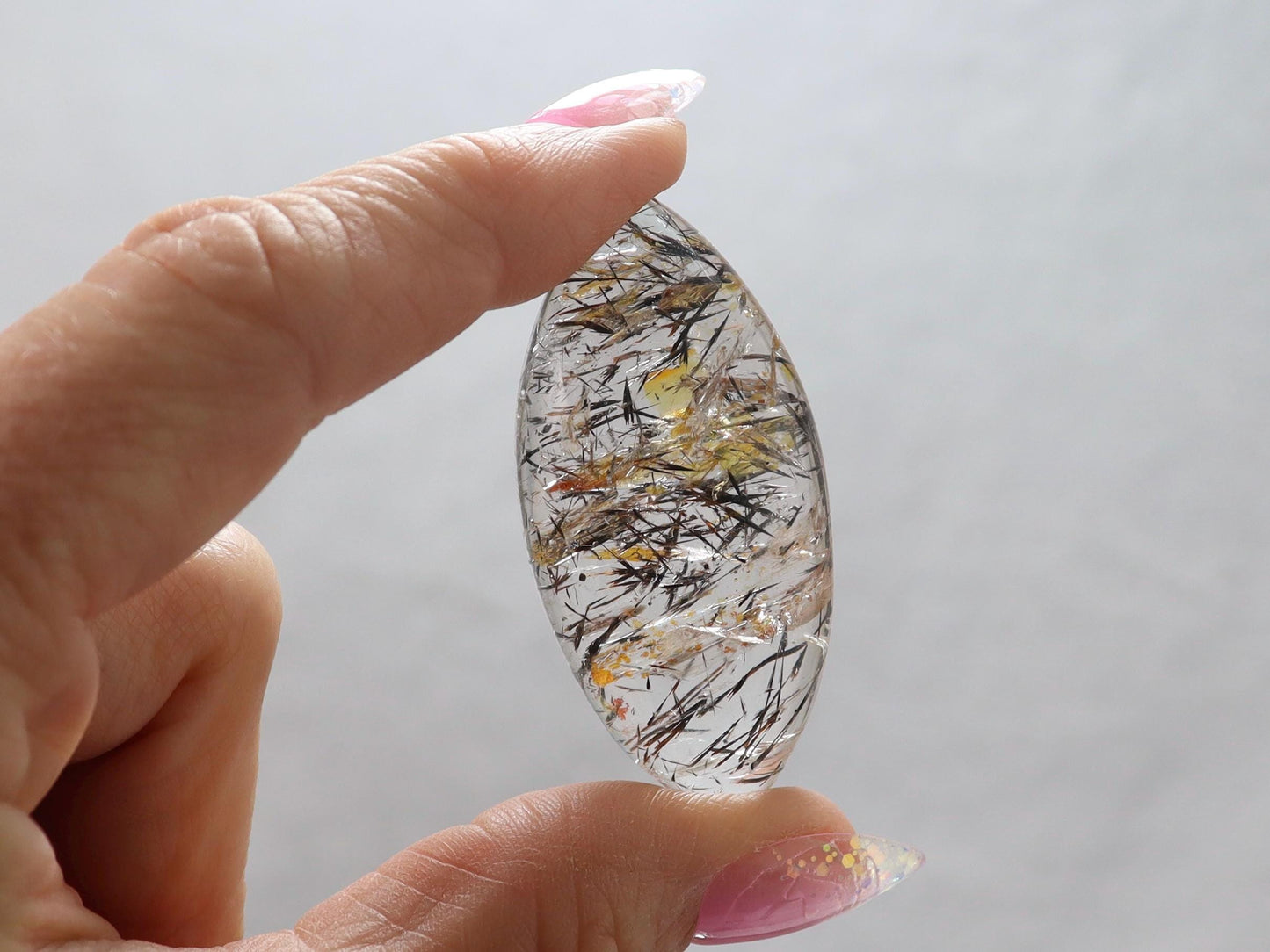 Hematite and Hematoid Included Quartz Cabochon - Origin Brazil - High Quality Quartz Cabochon