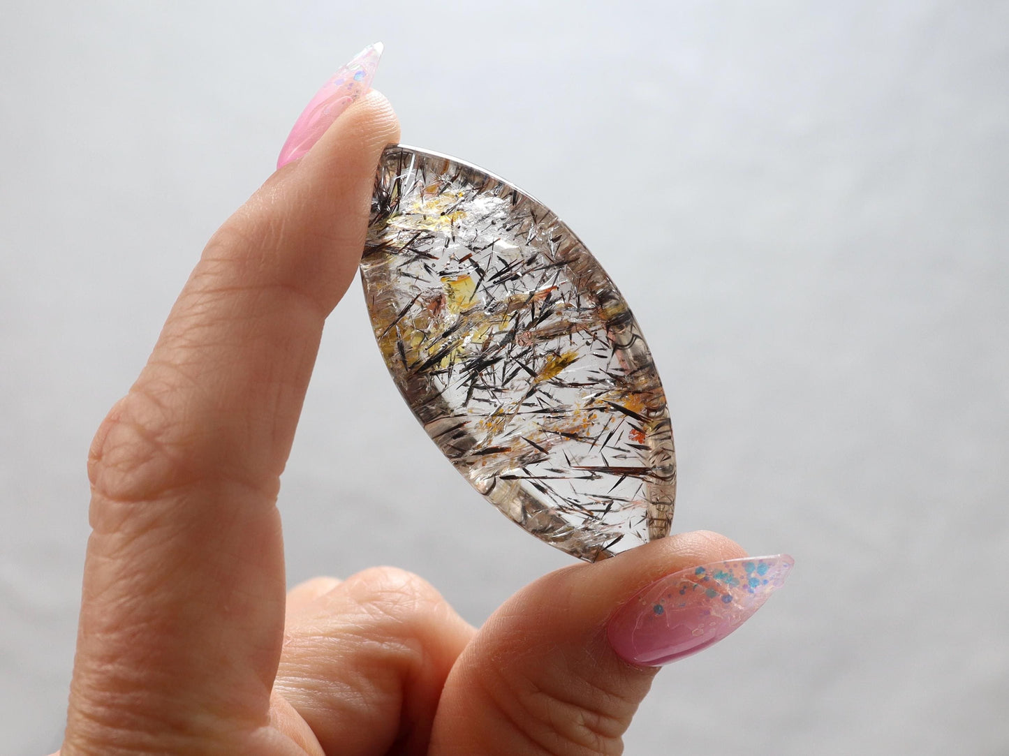 Hematite and Hematoid Included Quartz Cabochon - Origin Brazil - High Quality Quartz Cabochon