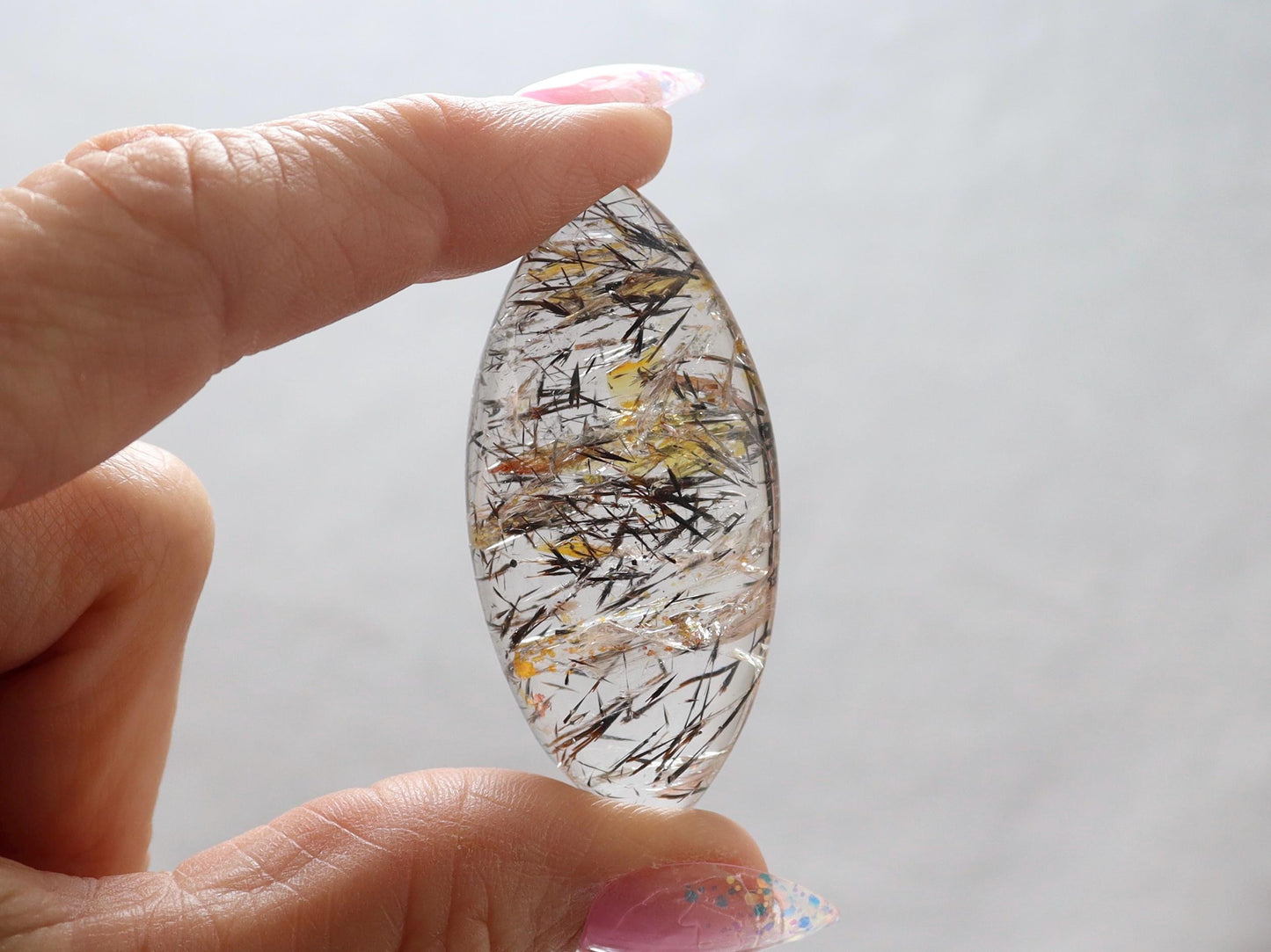 Hematite and Hematoid Included Quartz Cabochon - Origin Brazil - High Quality Quartz Cabochon
